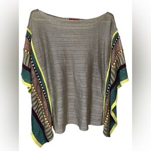 Cecilia Prado for Anthropologie Multicolor Striped Poncho Top NWOT